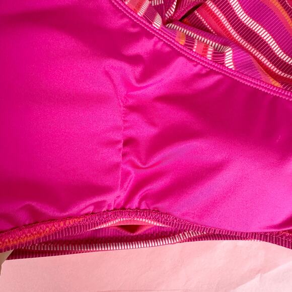 Trina Turk Marai Swim Top One Shoulder Ruffle Pink Striped Padded Beach US 4 NWT - Picture 9 of 10